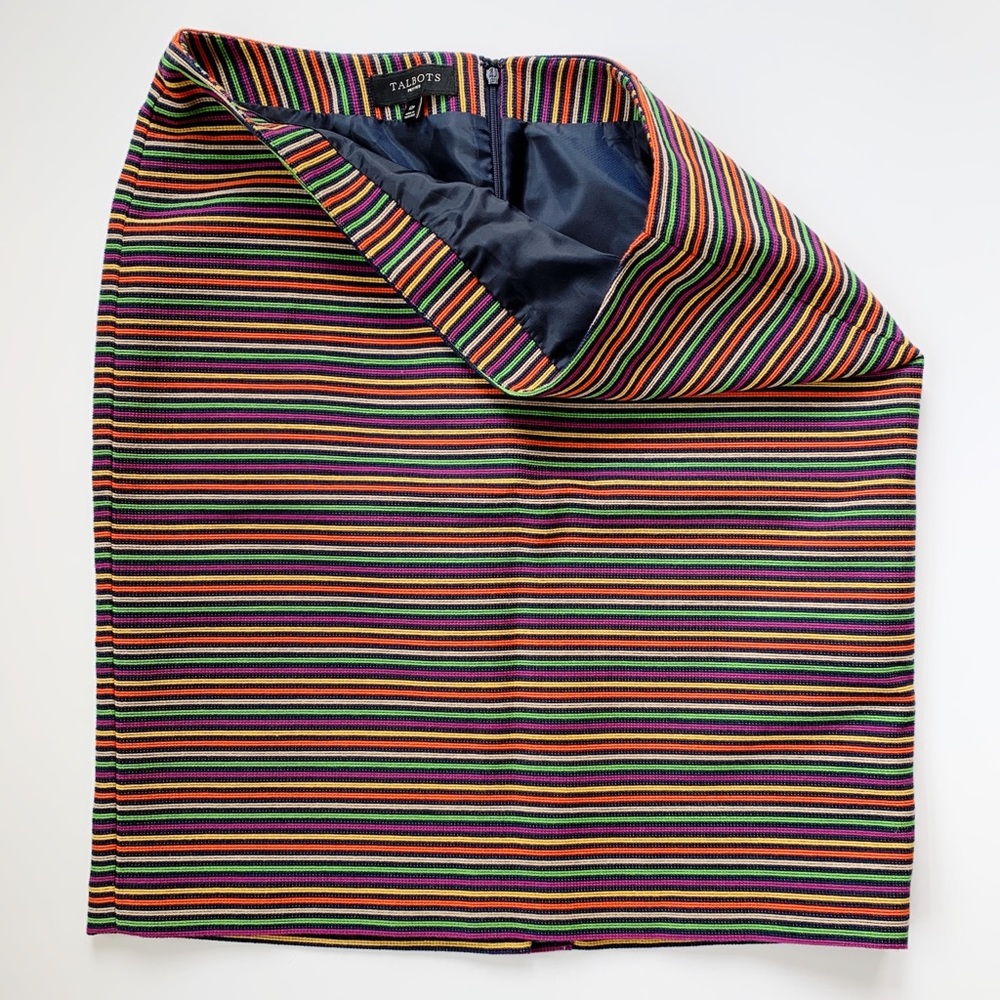 Talbots Corded Rainbow Stripe Pencil Skirt